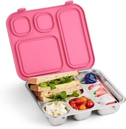 Elk and Friends Kids Stainless Steel Bento Box - Leak-Proof Toddler Lunch Container | 4 Compartments | Dishwasher Safe