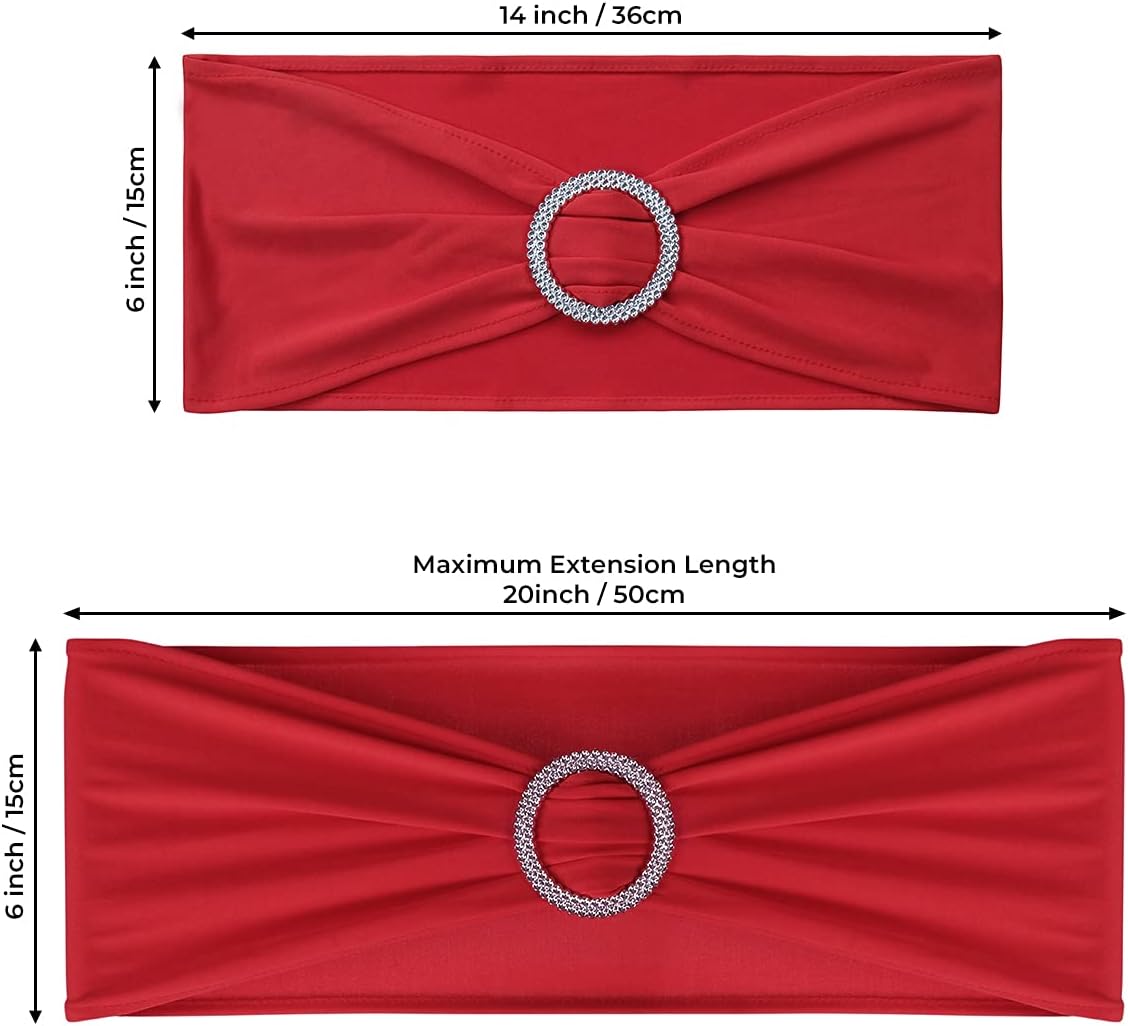 Babenest Spandex Chair Sashes - 100PCS Premium Stretch Covers with Buckle Slider for Weddings & Events | Red