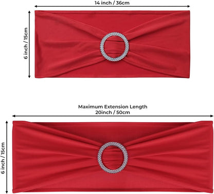 Babenest Spandex Chair Sashes - 100PCS Premium Stretch Covers with Buckle Slider for Weddings & Events | Red