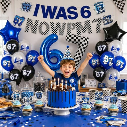 Boy Birthday Decorations 6 7 with Banner and Balloons Set
