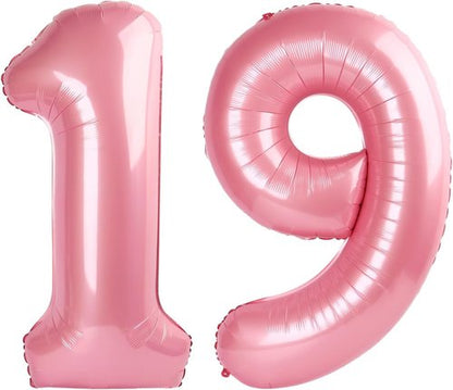 **Skiennix 40-Inch Pastel Pink Number 19 Balloons - Elegant Birthday & Party Decorations**