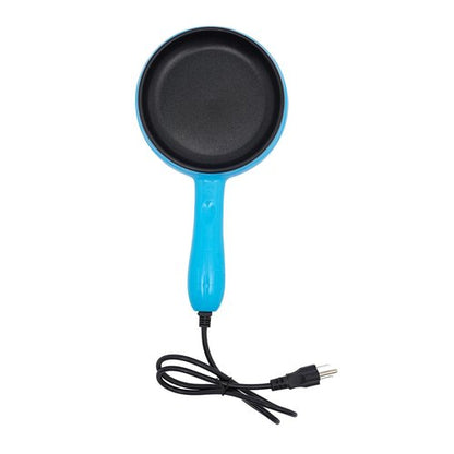 5.9 inch Stainless Steel Stir-fry Wok, 110V Electric Cooking Frying Pan, Non Stick Mini Honeycomb Skillet with Stay Cool Handle- Suitable for Home (Blue)