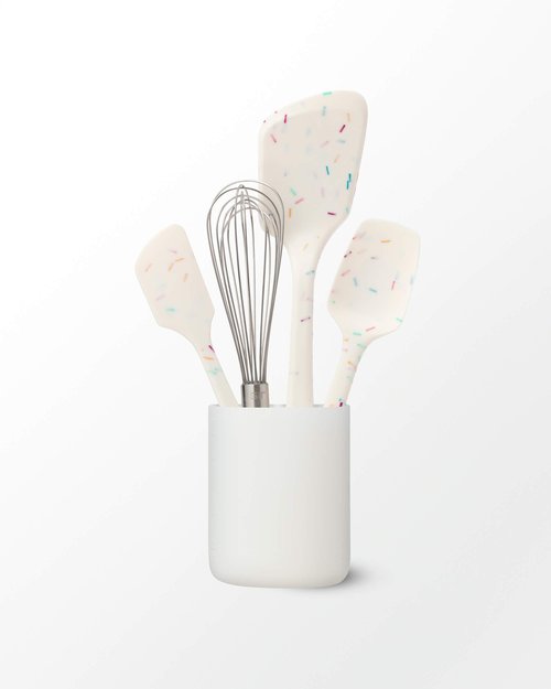 GIR: Get It Right Premium Silicone Utensil Set - Non-Stick Heat Resistant Kitchen Cooking and Serving Utensils - Silicone Spatula, Flip/Turner, Spoonula, Whisk, and Storage Container- Sprinkle