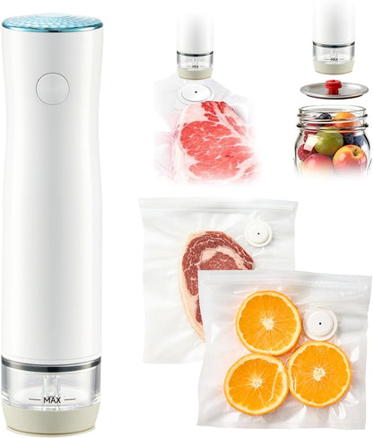 Skiennix 2-in-1 Vacuum Sealer - Portable Food Sealing Machine with 20 Reusable Bags & 4 Mason Jar Lids