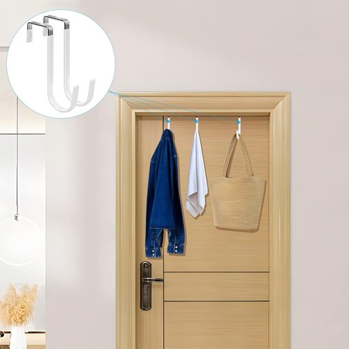 FYY Over The Door Hooks - Heavy Duty 4 Pack Hangers with Rubber Tips | Scratch-Resistant Organizer for Home