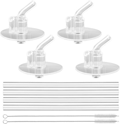 Thermos | 4-Pack Replacement Clear Straws for 12 oz Funtainer Bottles - Includes Cleaning Brushes