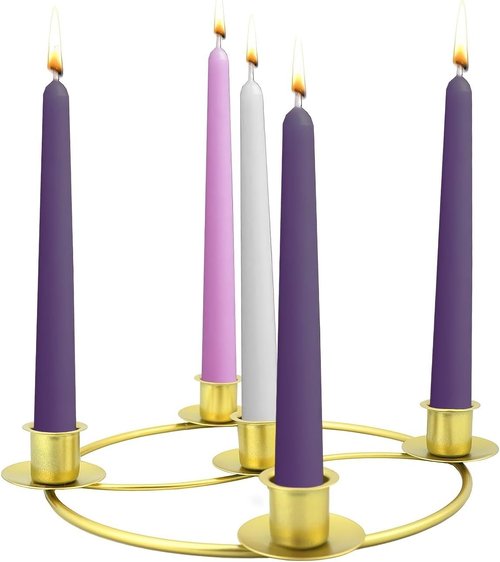 Gold Advent Candle Holder - Elegant 5-Wreath Design for Christmas Home & Church Decor