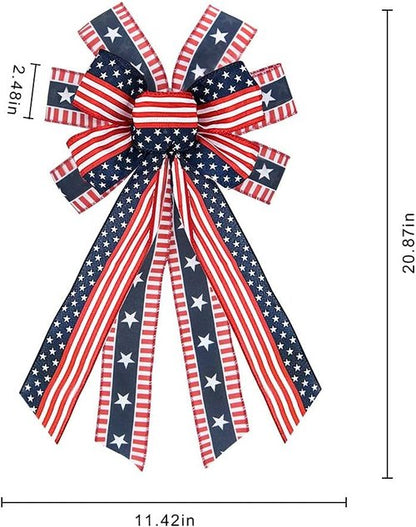 ABTOLS Patriotic Wreath Bows - Large Red, White & Blue Stars and Stripes for Indoor/Outdoor Decor