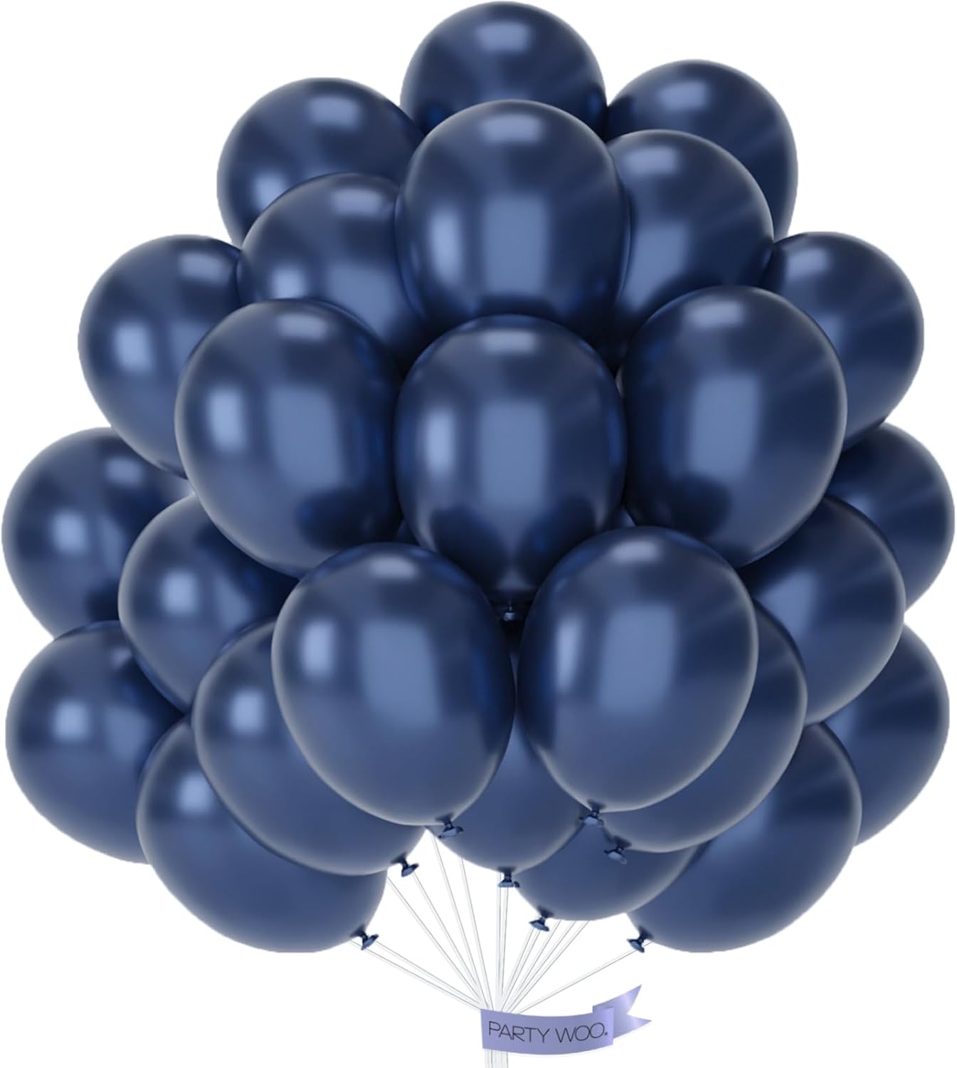 PartyWoo Metallic Navy Blue Balloons - 50pcs 12 Inch Chrome Balloons for Graduation & Celebrations