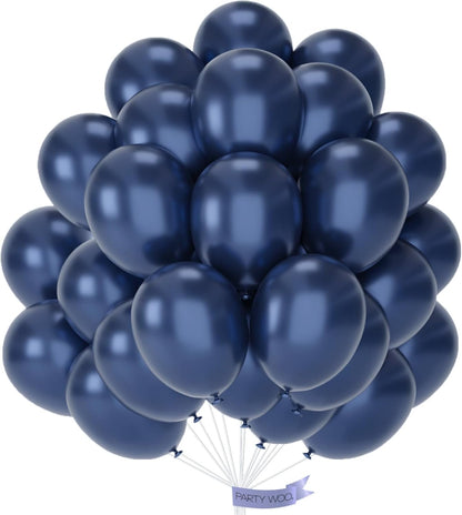 PartyWoo Metallic Navy Blue Balloons - 50pcs 12 Inch Chrome Balloons for Graduation & Celebrations