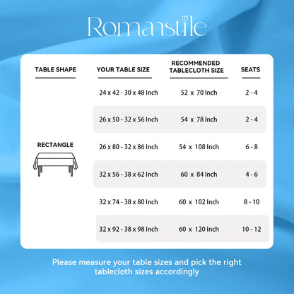 Romanstile Rectangle Tablecloth - Waterproof and Wrinkle Resistant Washable Polyester Table Cloth for Kitchen Dining/Party/Wedding Indoor and Outdoor Use (60 x 84 inch, Sky Blue)