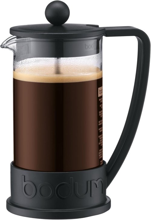 Bodum 12oz Brazil French Press Coffee Maker - High-Heat Borosilicate Glass, Black Finish