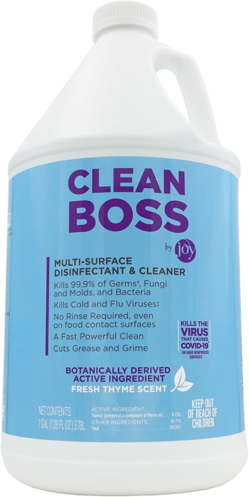 CleanBoss Botanical Disinfectant - Multi-Surface Cleaner - 128 oz | Kills 99.9% of Germs & Viruses - Fresh Thyme Scent - Pet Friendly