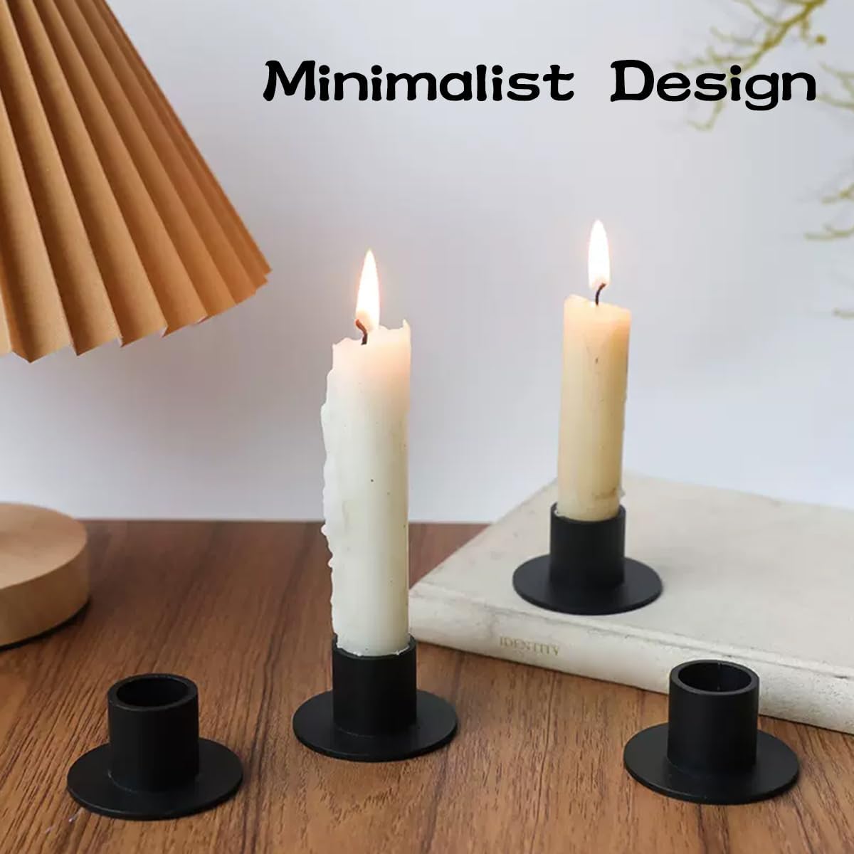 Skiennix Matte Black Iron Candle Holders - 4 PCS Elegant Centerpieces for Home Decor & Events