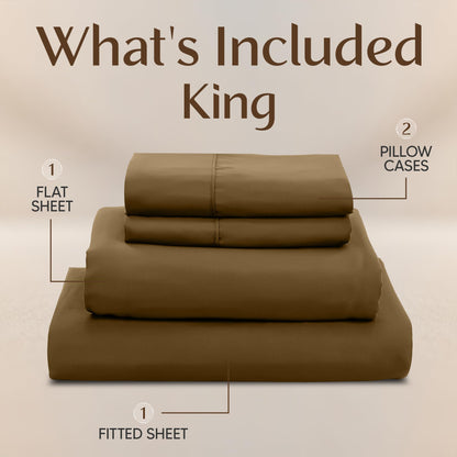 Utopia Bedding King Size Sheet Set – 4 Piece Bed Sheets, Soft and Breathable Microfiber, Includes 1 Fitted Sheet, 1 Flat Sheet and 2 Pillowcases – Oeko Tex (Mocha)