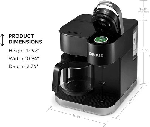 Keurig K-Duo Coffee Maker - Single Serve & Carafe Brewing, 60oz Reservoir, Programmable, Black
