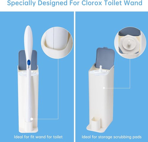 Clorox Toilet Wand Holder - Compatible Design | White & Blue, Includes Wand for Easy Cleaning