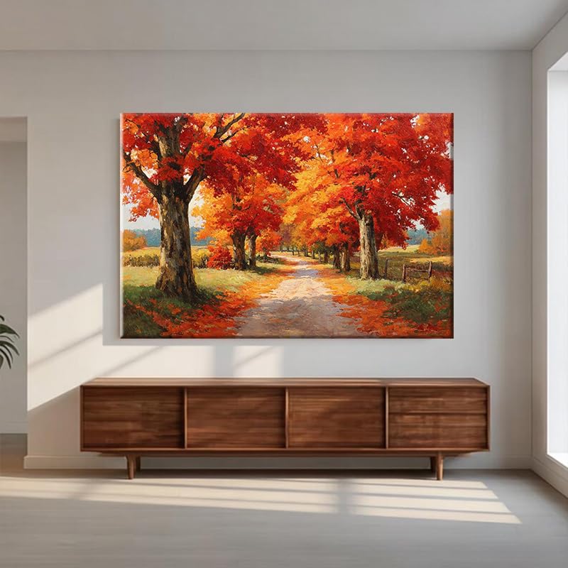 EverLasting Strokes Autumn Maple Tree Wall Art Canvas - 20x30in Fall Landscape