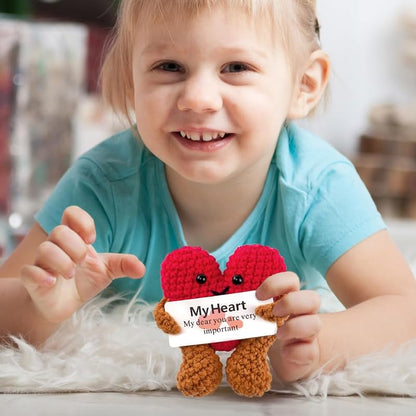 Mini Crochet Positive Love Heart - Knitted Pocket Hug Gift