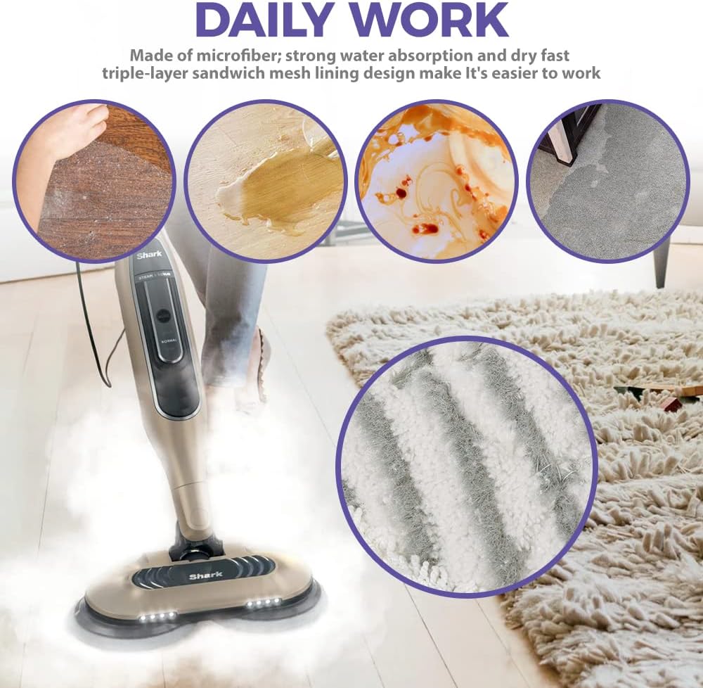Shark Replacement Steam Mop Pads - Compatible with S7000 Series | 6-Pack for All-in-One Cleaning