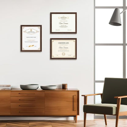 CRUGLA 8.5x11 Picture Frame Set of 11, Multi Certificate Diploma Document Graduate Degree Photo Frame 8.5 by 11 for Wall or Tabletop Display, Brown