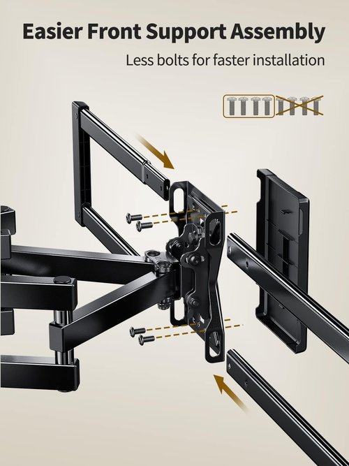 AM alphamount Full Motion TV Wall Mount for Most 37-75 Inch TVs up to 100 lbs, Swivel TV Mount with Dual Articulating Arms, Wall Mount TV Bracket Max VESA 600x400mm, Fits 16″ Wood Studs, APLF6