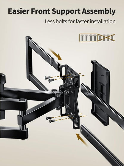 AM alphamount Full Motion TV Wall Mount for Most 37-75 Inch TVs up to 100 lbs, Swivel TV Mount with Dual Articulating Arms, Wall Mount TV Bracket Max VESA 600x400mm, Fits 16″ Wood Studs, APLF6