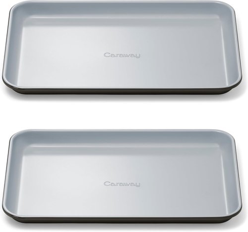 Caraway Nonstick Ceramic Baking Sheet Duo (9x13”) - Non-Toxic, Oven Safe Mini Sheet Pan - Black