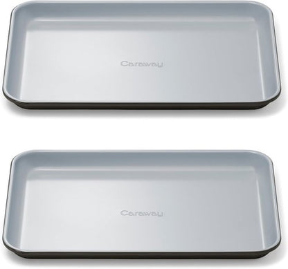 Caraway Nonstick Ceramic Baking Sheet Duo (9x13”) - Non-Toxic, Oven Safe Mini Sheet Pan - Black