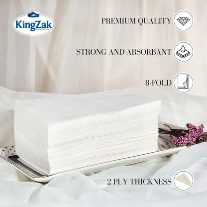 Premium White Napkins - 2-Ply Disposable Dinner Napkins | 100 Count Value Pack