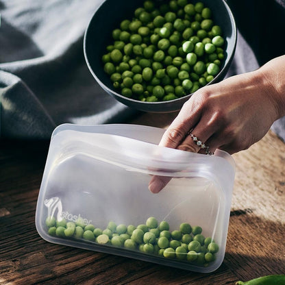 Stasher Silicone Reusable Food Storage Bags - Eco-Friendly 4-Pack | Microwave & Dishwasher Safe, Clear