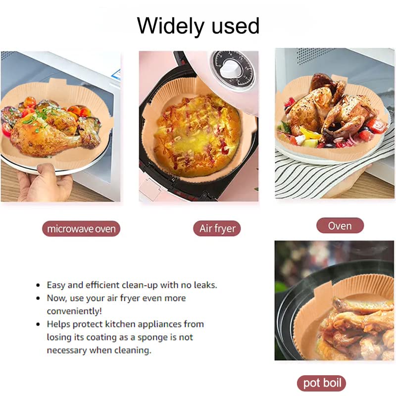 Air Fryer Disposable Paper Liner, Square Parchment Cooking Non-Stick Liner, Baking Roasting Food Grade Paper for Air Fryer, Microwave Oven, Frying Pan, Oil-proof, Water-proof (60PCS 7.9 Inch Natural)