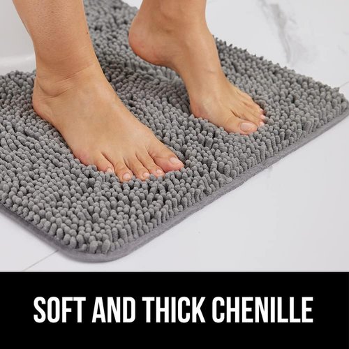 GORILLA GRIP Bath Rug & Loofah Shower Mat Bundle - Gray | 24x17 & 24x16 Sizes
