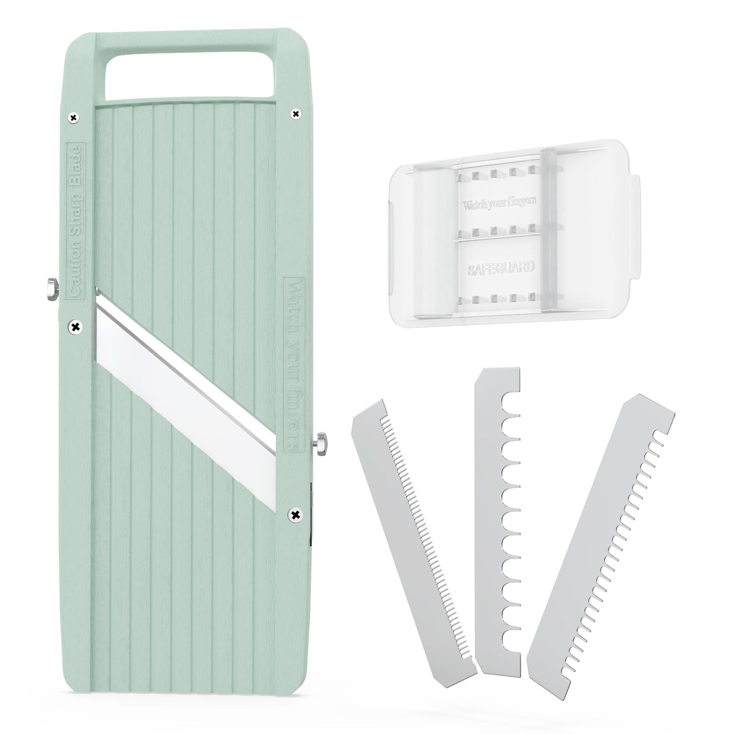 Vollum Narrow Mandoline Slicer for Kitchen – Professional Slicer Vegetable Cutter Japanese Mandoline Slicer with Interchangeable Stainless Steel Blades – Food Manual Slicer Handheld Mandoline Slicer