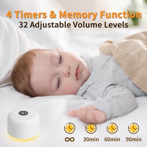 **Soothing Sounds White Noise Machine - Portable Sleep Aid with 30 Relaxing Sounds, 12 Colors & 5 Brightness Levels**