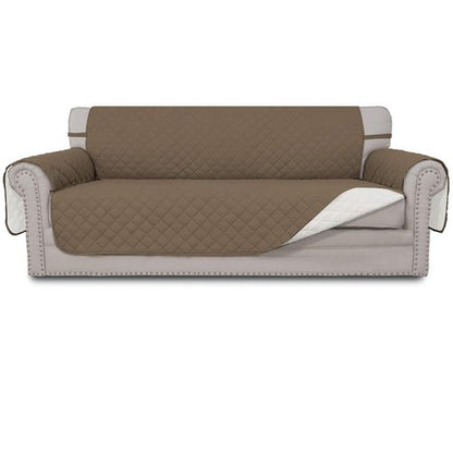 Easy-Going Reversible Oversized Couch Cover for 3 Cushion Couch Sofa Cover for Dogs Water Resistant Furniture Protector Cover with Foam Sticks for Pet (Oversized Sofa, Camel/Ivory)
