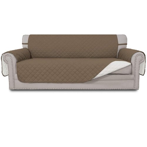 Easy-Going Reversible Oversized Couch Cover for 3 Cushion Couch Sofa Cover for Dogs Water Resistant Furniture Protector Cover with Foam Sticks for Pet (Oversized Sofa, Camel/Ivory)