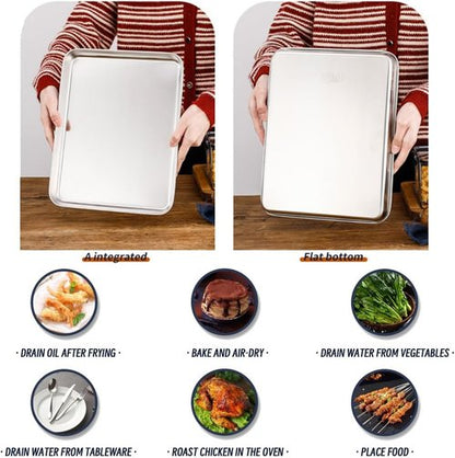 2-in-1 Stainless Steel Baking Sheet by [Brand Name] - Heavy Duty Oven Pan with Cooling Rack | Food Grade, Dishwasher Safe