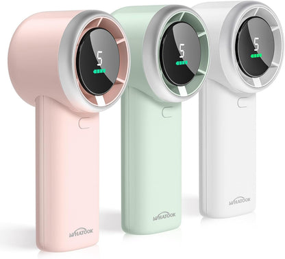 WHATOOK Portable Handheld Mini Fan - High-Speed Cooling with 10-Hour Battery Life | USB Rechargeable, Green