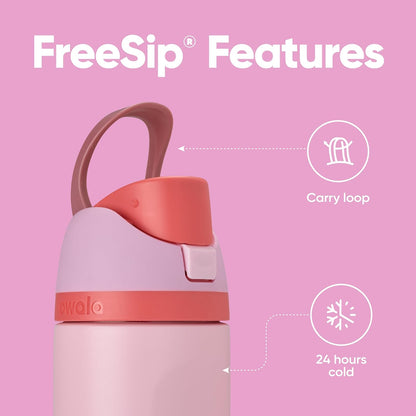 Owala FreeSip Insulated Stainless Steel Water Bottle - BPA-Free, 24 oz, Pink | Ideal for Sports & Travel