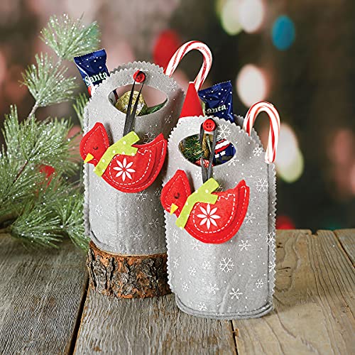 Cardinal Felt Treat Bags Christmas Ornament Set of 5 - Holiday Gift Bags for Kids & Teachers - Cardinal2