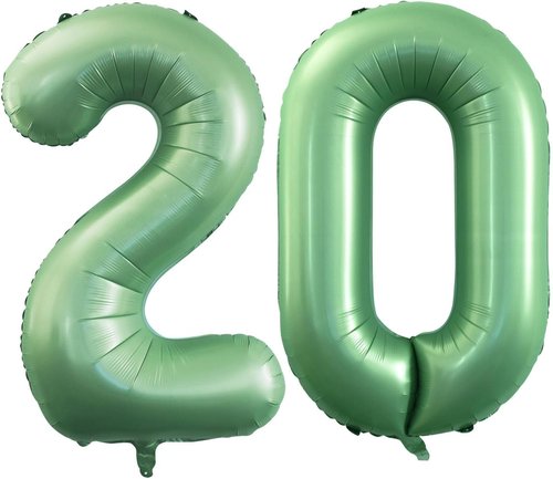 GOER Jumbo 42-Inch Sage Green Number 20 Balloons - Perfect for 20th Birthday & Anniversary Celebrations