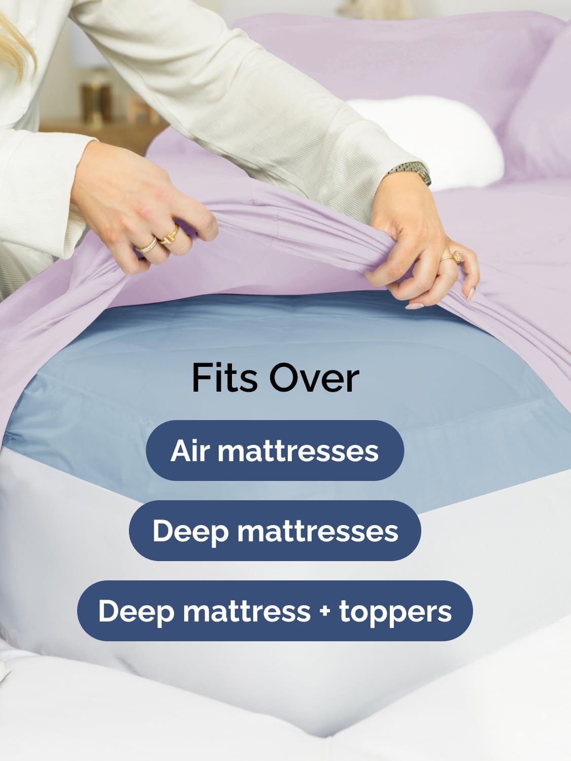 Skiennix Extra Deep Twin Sheet Set | 4-Piece Breathable Cooling Sheets - Luxury Hotel Quality - Soft Light Lavender