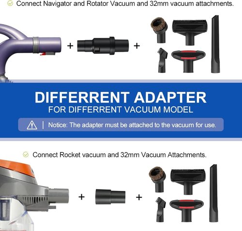 LANMU Vacuum Attachments - 1 1/4 Inch (32mm) Compatible with Shark Navigator & Rocket Vacuums | Home & Car Cleaning Kit