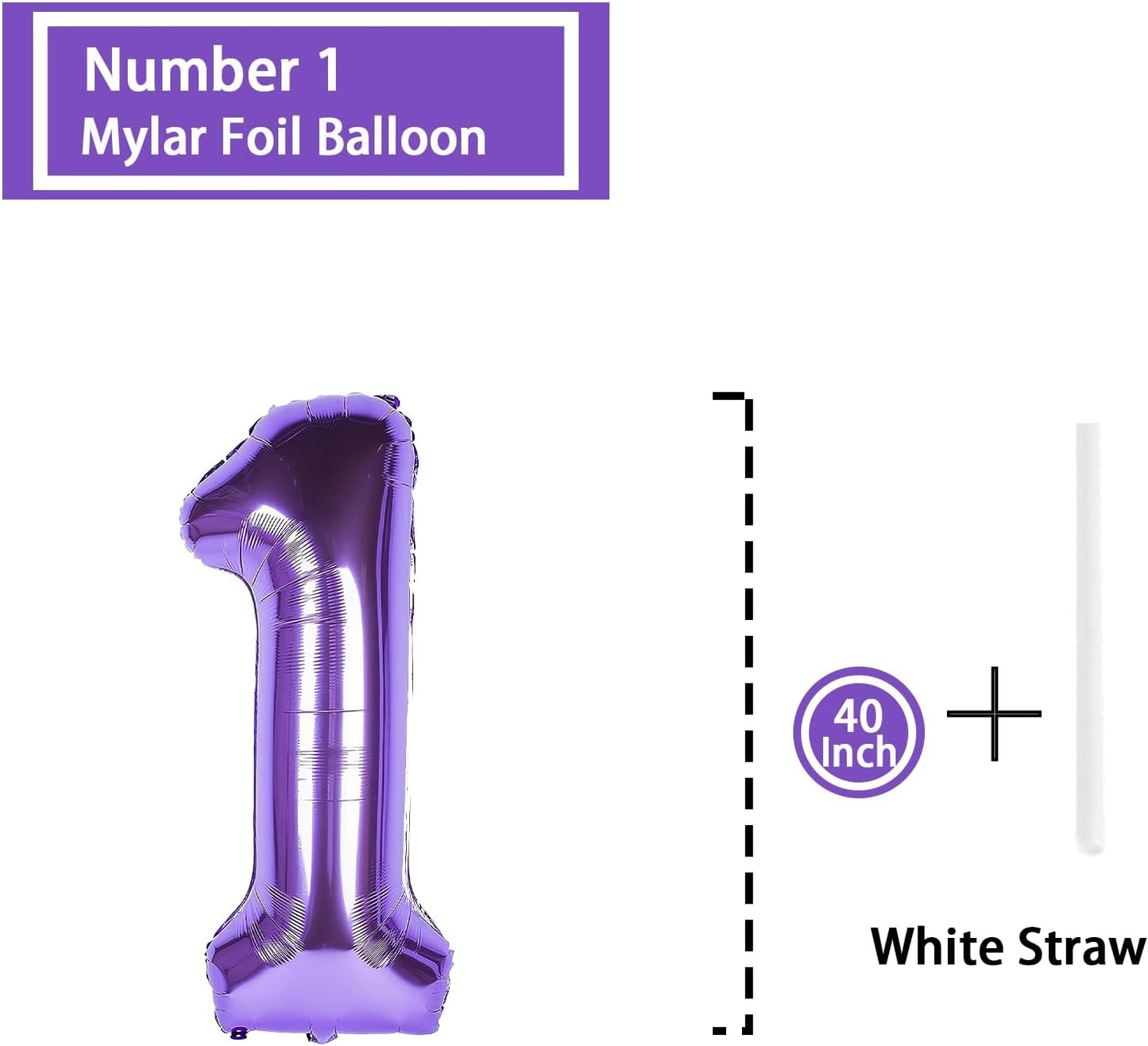 Skiennix 40-Inch Purple Number 1 Balloon - Big Foil Mylar Decoration for 1st Birthday Parties & Events