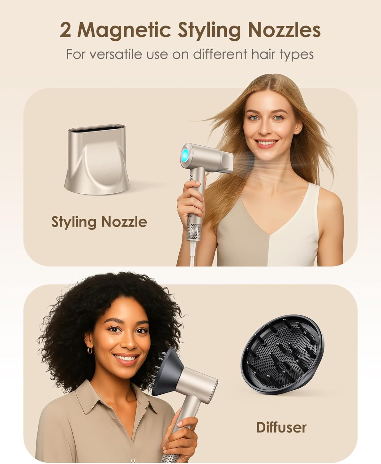 Skiennix Ionic Hair Dryer - 160,000 RPM Professional Blow Dryer with Diffuser | Fast Drying, Lightweight, Low Noise for Curly or Straight Hair
