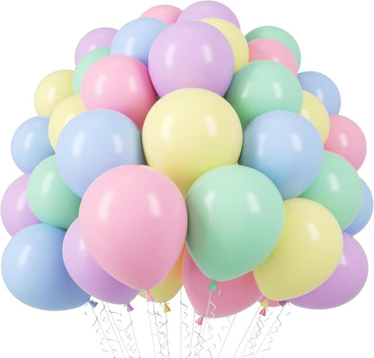 Voircoloria 110pcs Pastel Balloons - 12-Inch Macaron Latex for Weddings, Birthdays & Celebrations
