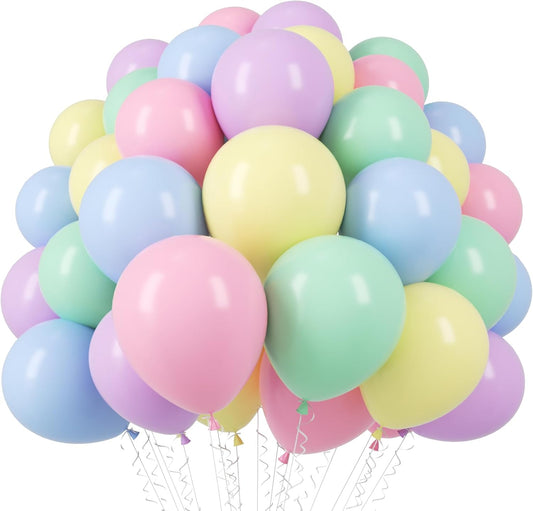 Voircoloria 110pcs Pastel Balloons - 12-Inch Macaron Latex for Weddings, Birthdays & Celebrations
