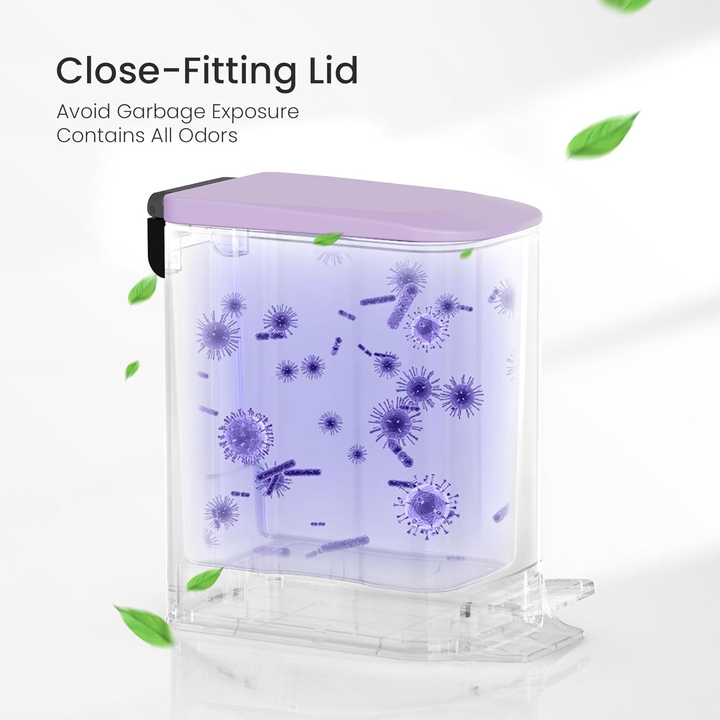 Cesun Small Bathroom Trash Can - Soft Close Lid & Step Pedal, 6L Stainless Steel | Anti-Fingerprint Finish (Purple)