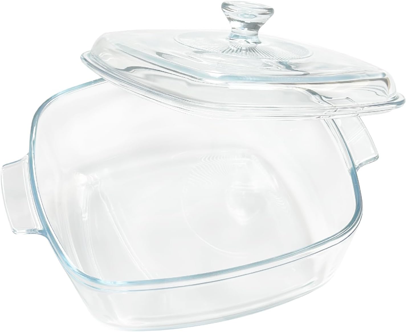 Skiennix Small Tempered Glass Casserole Dish - Oven Safe with Lid | 0.8L Clear Microwave Baking Dish